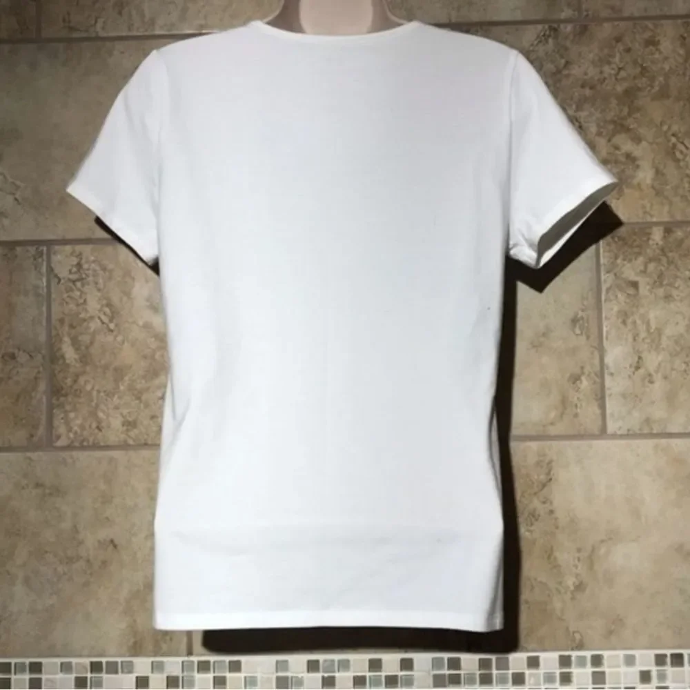 Magaschoni White Short Sleeve Round Neck T-Shirt Size S Casual